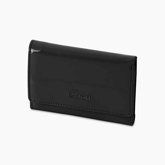 Wallet Varnish Faux Leather With Zip Black O Evy