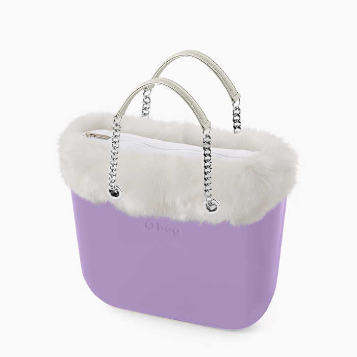 Warmte Hoopvol schraper O bag mini lilac and white fur
