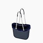 O bag blu navy con eco pelliccia